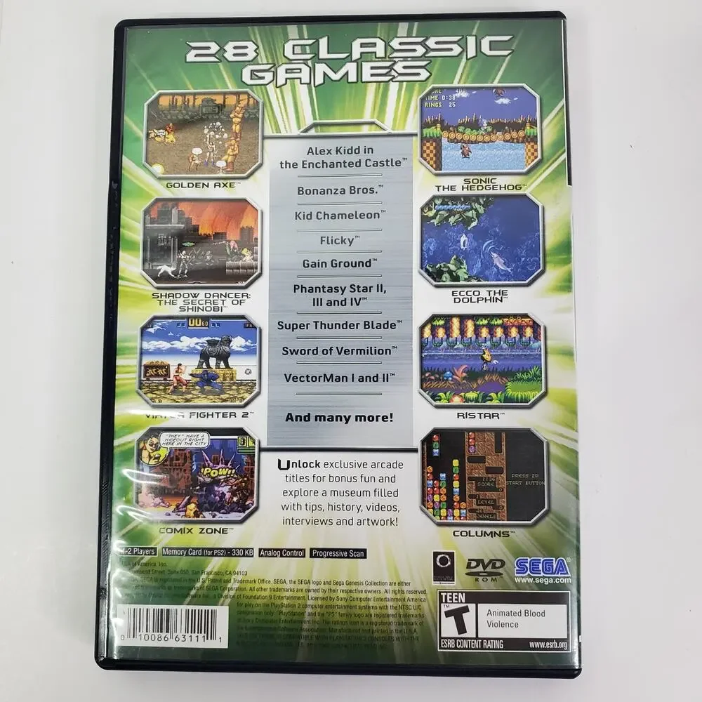Sega Genesis Collection Black Label Sony Playstation 2 PS2 2006 SEGA -USED